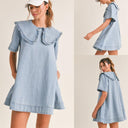 Women’s Denim Dress with Elegant Ruffle Detailing