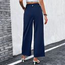 Chic High-Waist Wide-Leg Pants with Button Accents for Women