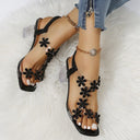 Women's Glamorous Sandals with Transparent Block Heel and Floral Accents by Heidi-Mode