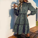 Stylish Gathered Puff Sleeve Women's Dress