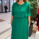 Chic Midi Dress with Sheer Sleeves and Ruffle Details