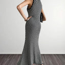 Chic Long Sleeve Swing Dress with Zigzag Design