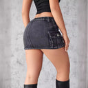 Trendy Women's Cargo Denim Skirt with Ample Pockets