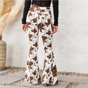 Stylish Women's Cow Print Flared Jeans