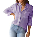 Stylish Vertical Striped Women's Blouse