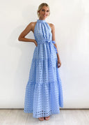 Chic Women's High Neck Tiered Maxi Dress