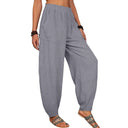 Women's Summer Palazzo Pants with Stretch Waistband and Side Pockets