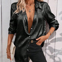 Chic Shimmering Blouse with Classic Collar for Women