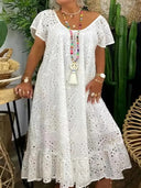 Airy Ruffled Women's Dress with Unique Lace Design