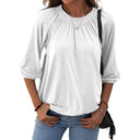 Stylish Women's Blouse with Balloon Sleeves & Stand-Up Collar