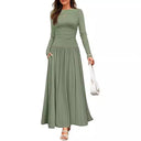Women's Maxi Dress with Ruffle Accents and Chic Pockets