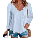 Chic Lace-Patterned Women's Blouse with Stylish Neckline