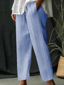 Women's Striped Design Pants with Adjustable Waistband