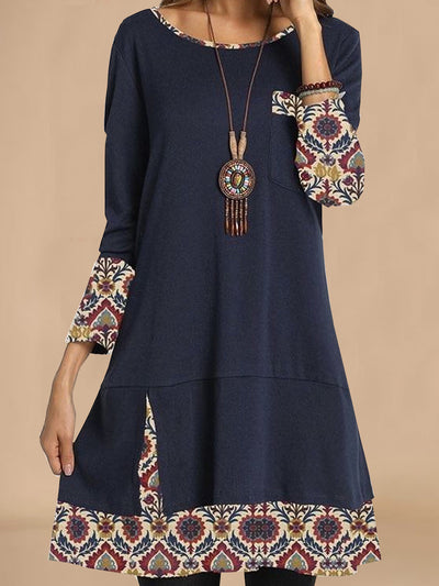 Artistic Women's Tunic Dress with Unique 3/4 Sleeves