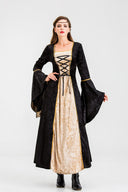 Vintage-Inspired Women's Costume with Flared Sleeves
