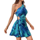 Asymmetrical Cocktail Dress with Refined Pleats for Women