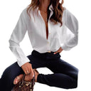 Chic Striped Blouse with Contrast Pockets