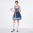 Traditional Check Pattern Dirndl Dress with Apron