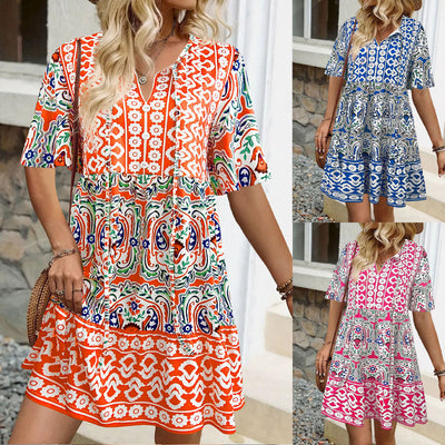 Airy Summer Dress for Curvy Figures with Fun Print