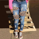 Wild Animal Print Destroyed Jeans for Women
