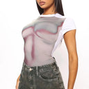 Chic Women's Bodysuit with Contemporary Prints