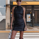 Chic Women's Bodycon Neck Dress in Minimalist Style