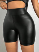 Chic Women's High-Waisted Faux Leather Shorts