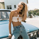 Women's Floral Crochet Bikini Set with Ruffle Details