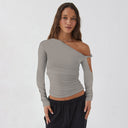 Chic Asymmetrical Blouse with Ruffled Sleeves for Women