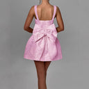 Floral Jacquard A-Line Dress with Slim Straps