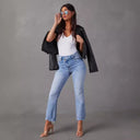 Modern Distressed Women's Jeans with Frayed Hems