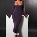 Chic Long Sleeve Midi Dress with Ruffle Hem