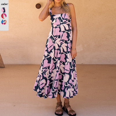 Floral Maxi Dress with Adjustable Straps for Women