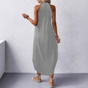 Women's Summer Maxi Dress with Halter Neck and Handy Pockets