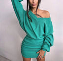 Women's Asymmetrical Mini Dress with Gathered Detail