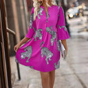 Chic Animal Print Women's Dress with Buttons