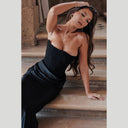 Chic Asymmetrical Maxi Dress with Bustier Design and Slit