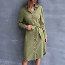 Stylish Women's Shirt Dress with Waist Accent
