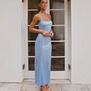 Chic Satin Maxi Dress with Off-Shoulder Straps and Side Slit