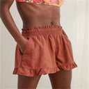 Chic Women's Ruffled Shorts with Pockets