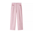 High-Waisted Ladies' Diamond Pattern Trousers