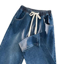 Women’s Denim Trousers with Elastic Waist & Pockets