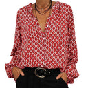 Chic Long Sleeve Blouse with Unique Print for Women
