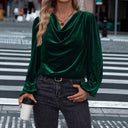 Chic Viscose Blouse with Waterfall Neckline for Women