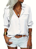 Chic Women's Blouse with Convenient Pockets