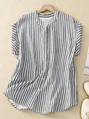 Chic Women's Striped Blouse with Button Accents