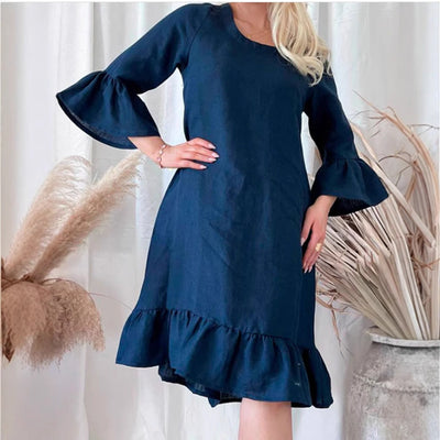 Linen Ruffle Dress for Women in Relaxed Style