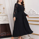 Maxi Dress with Sheer Sleeves and Stylish Waist Tie