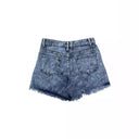 Trendy Embroidered Women's Denim Shorts with Frayed Hem