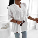 Chic Women's Blouse with Button Placket and Structured Design